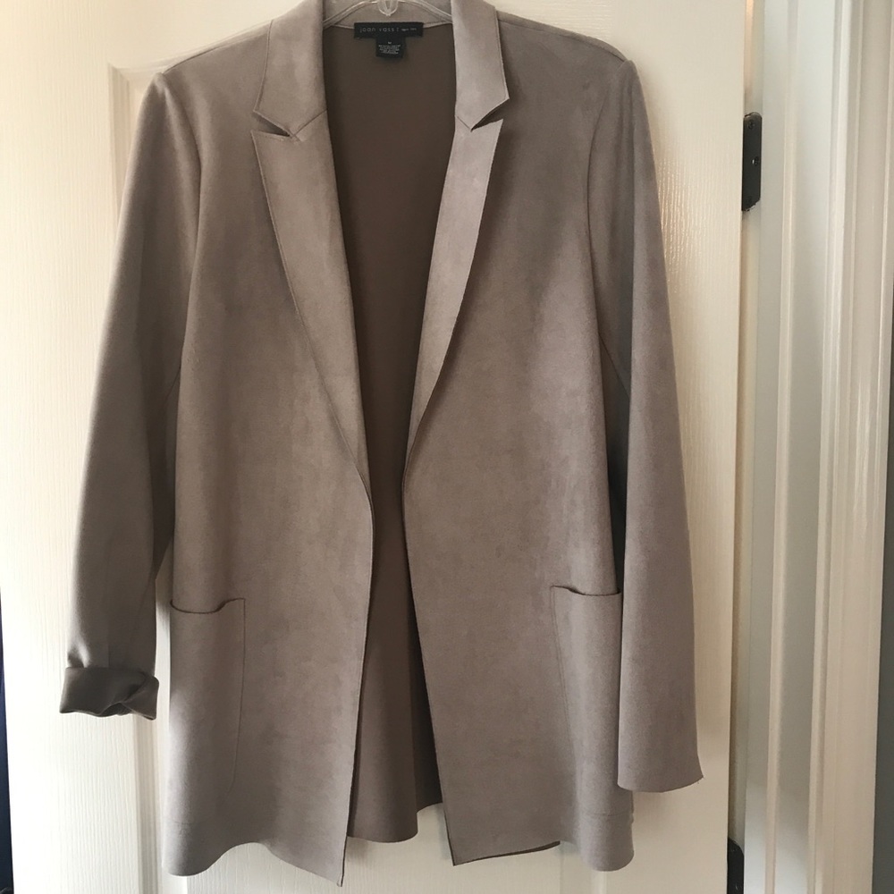 Joan Vass tan colored suede jacket